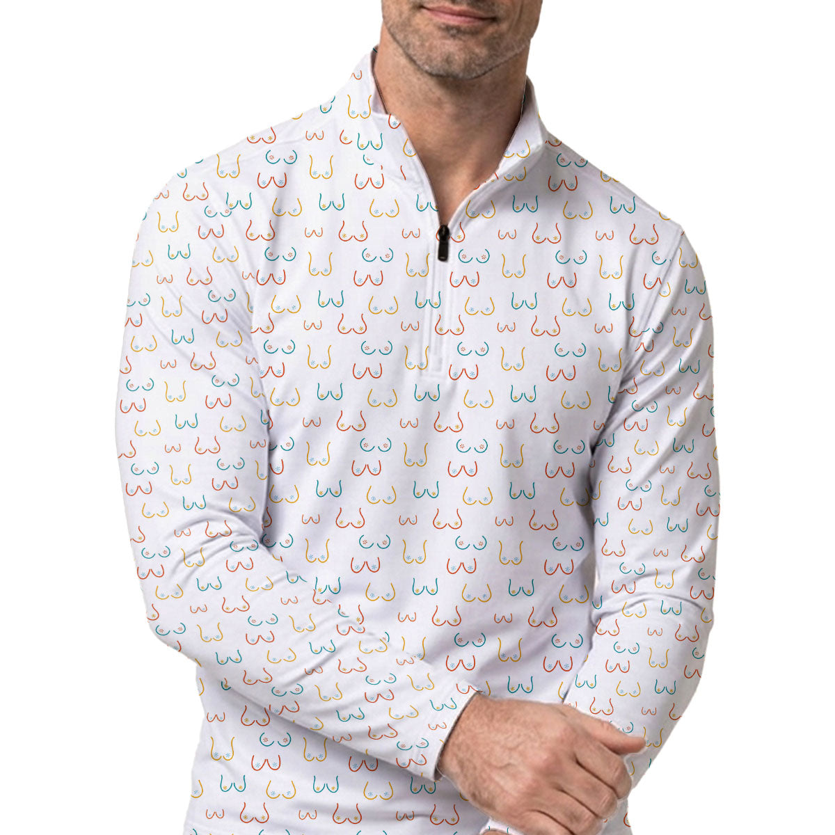 Golf Polo Shirt for Men, Funny Boob Pattern, Unique Golf Gift