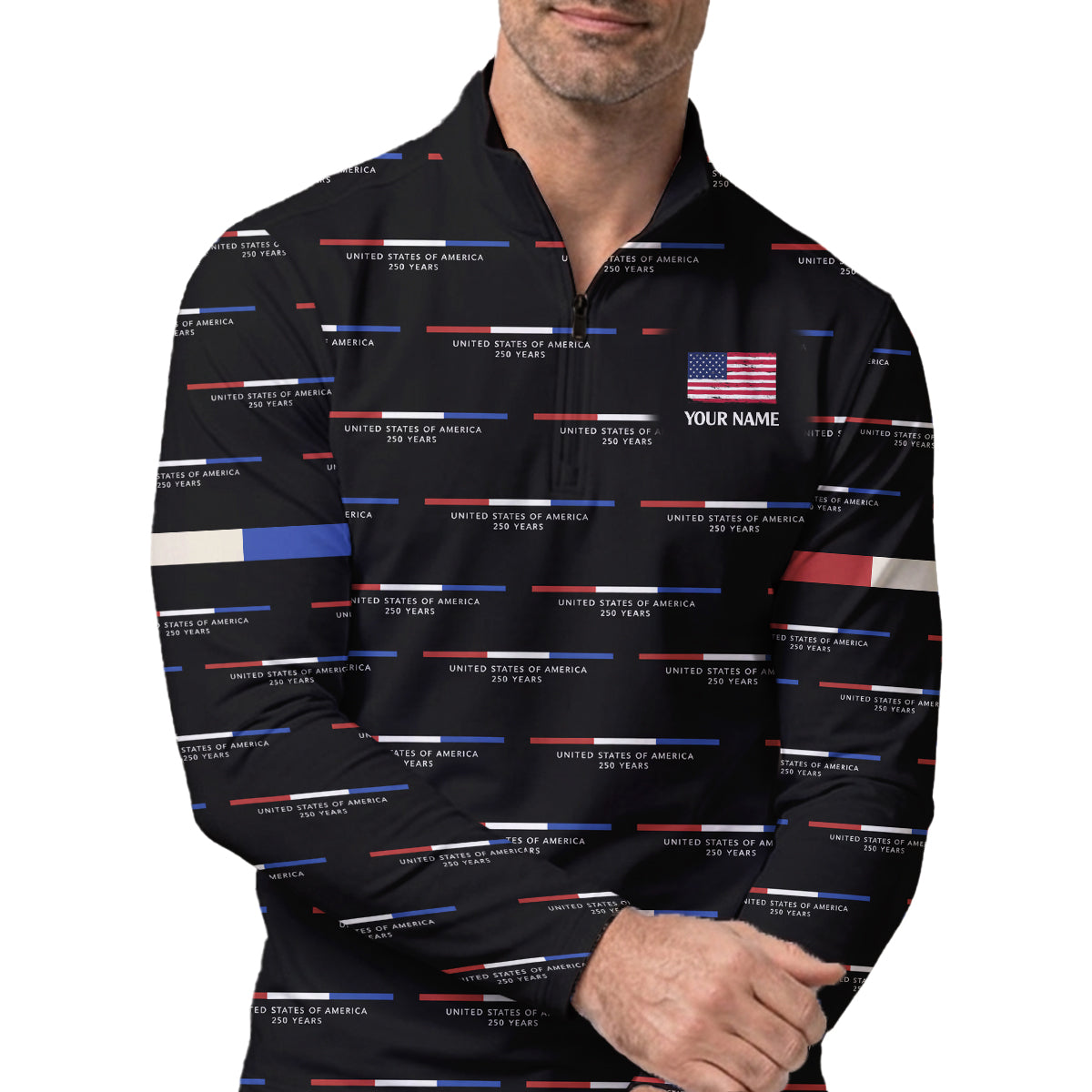 USA 250th Anniversary Golf Polo Shirt Custom Name Patriotic Men