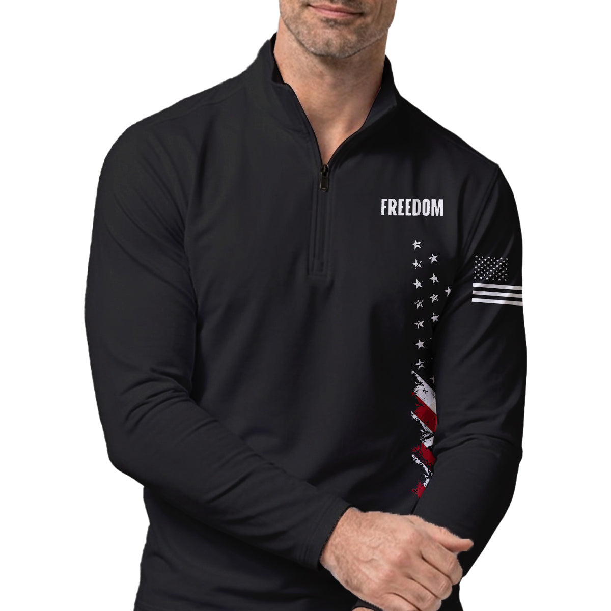 Golf Polo Shirt for Men, Freedom USA Flag Graphic, Patriotic Golf Gift