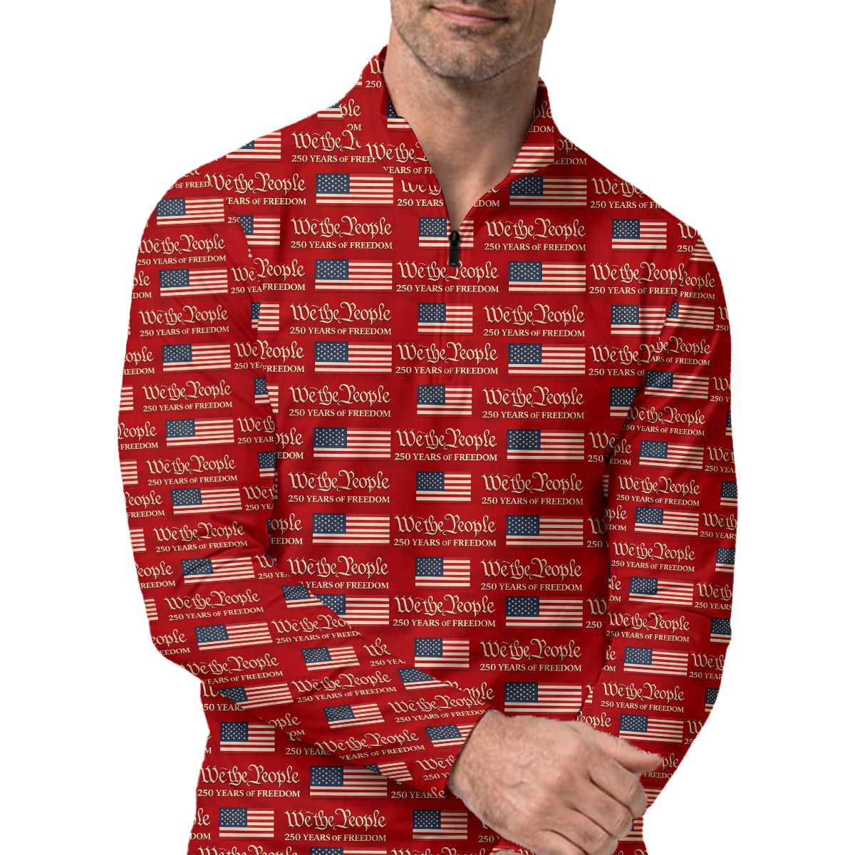 Men Golf Polo Patriotic USA Flag We The People Performance Shirt