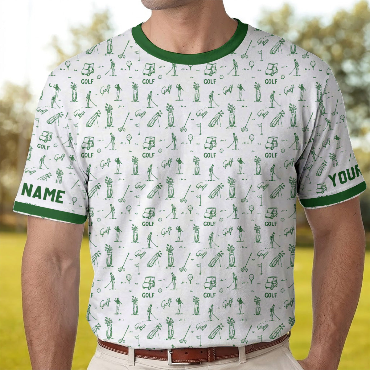 Personalized Golf Polo Shirt Men, Golf Pattern, Custom Name Gift