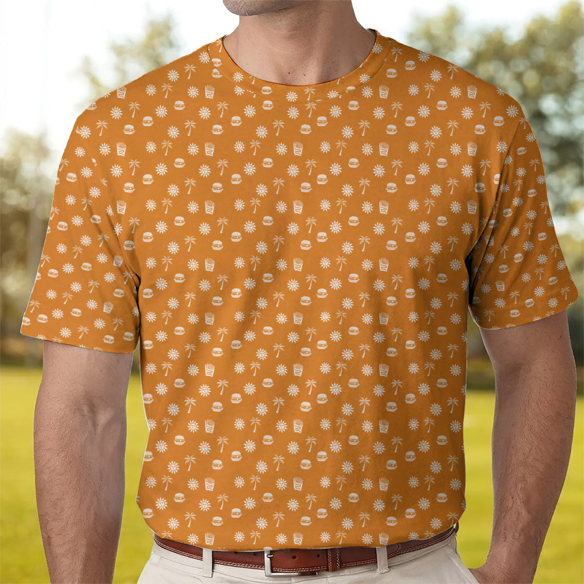 Golf Polo Shirt for Men, Summer Beach Food Pattern Golf Shirt, Unique Golf Gift for Dad