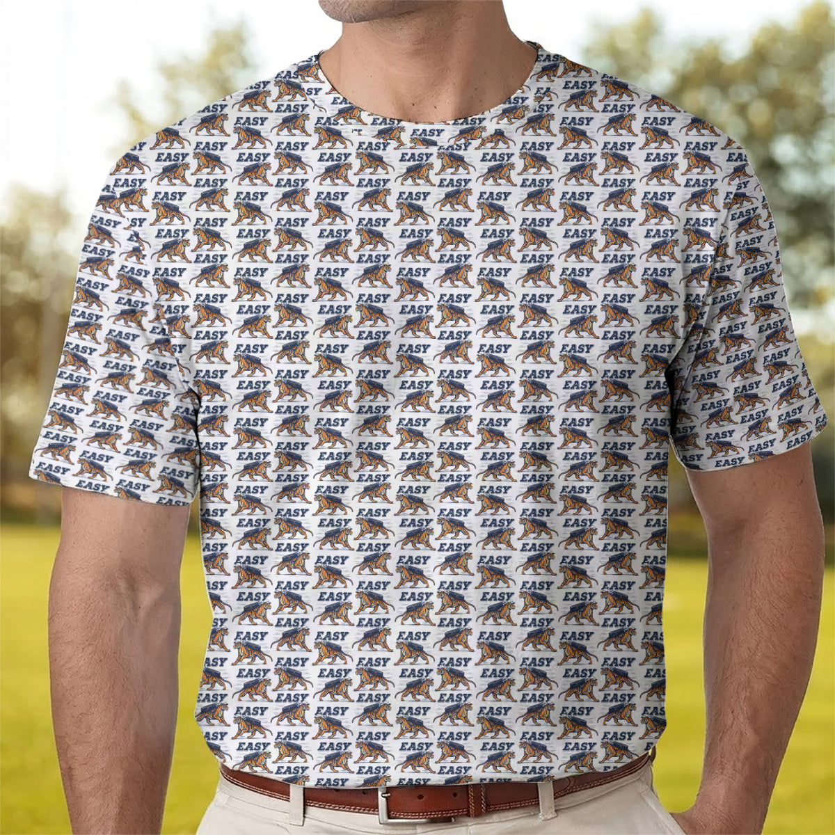 Golf Polo Shirt for Men, Tiger Golf Pattern Easy Swing Shirt, Unique Golf Gift for Dad