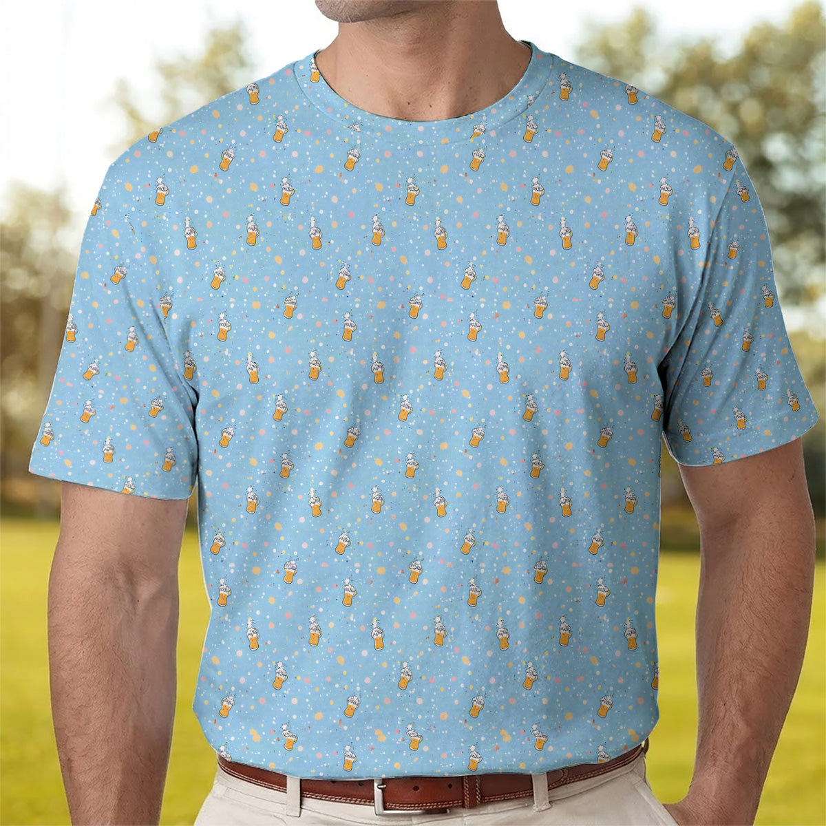 Golf Polo Shirt for Men, Funny Beer Pattern Golf Shirt, Golf Gift