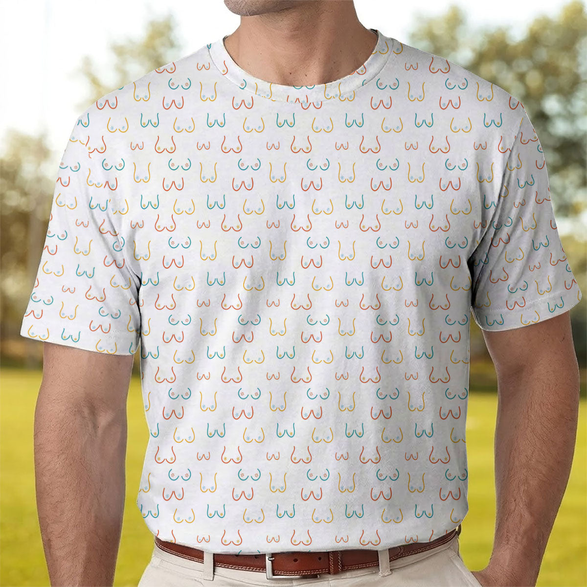 Golf Polo Shirt for Men, Funny Boob Pattern, Unique Golf Gift