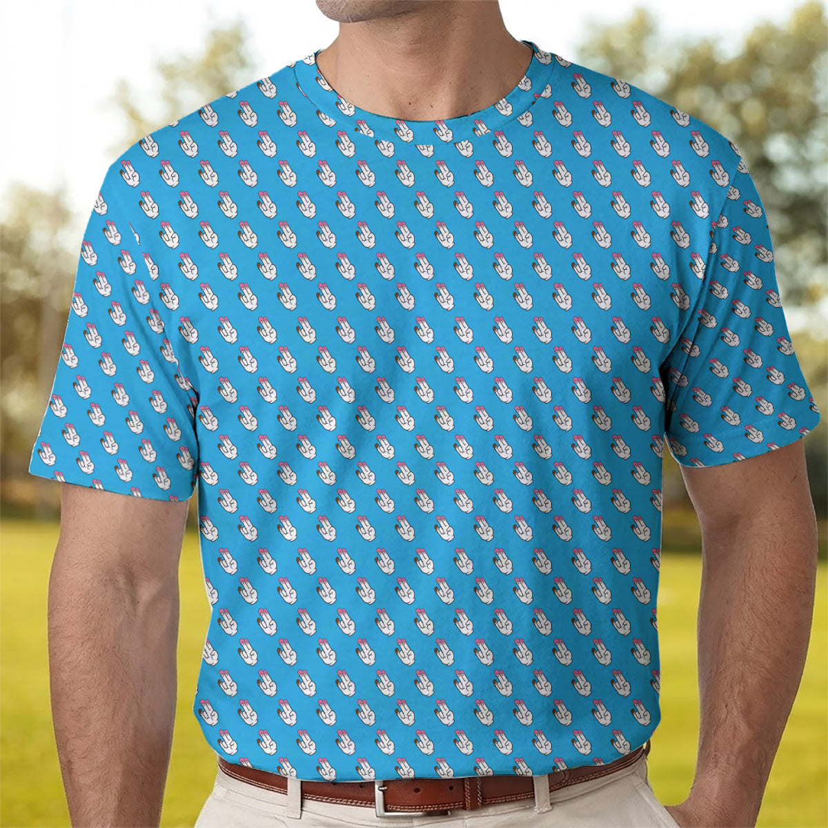 Golf Polo Shirt for Men, Funny Hand Gesture Pattern, Unique Golf Gift