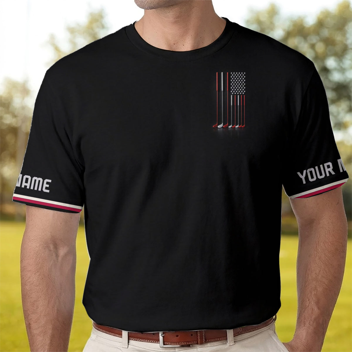Custom Golf Polo Shirt USA Flag Clubs Performance Men