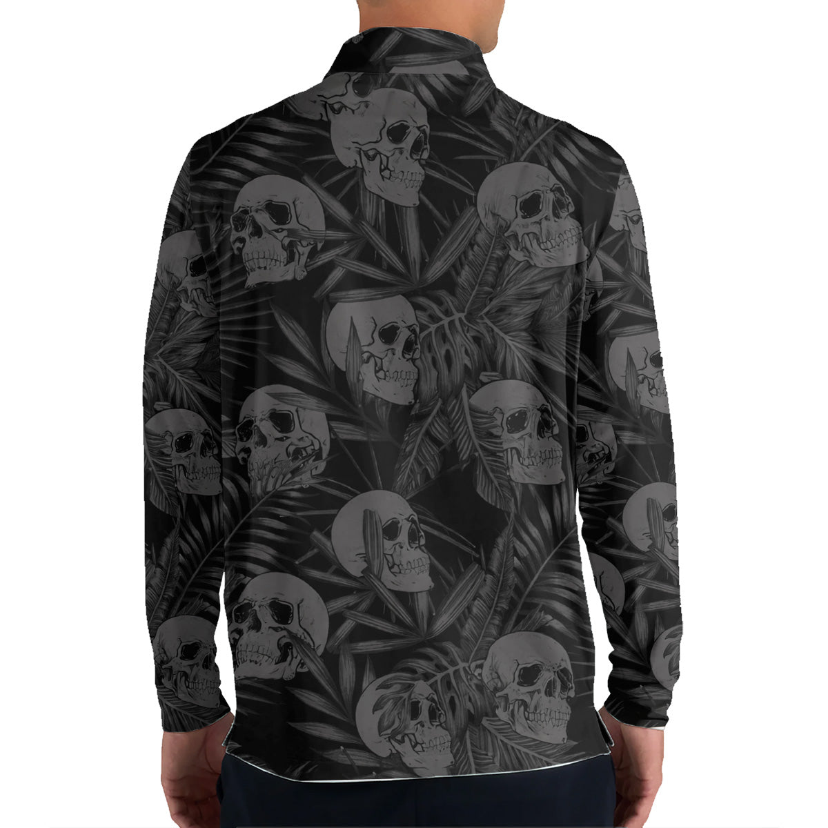 Golf Polo Shirt for Men, Skull Pattern All Over Print, Unique Golf Gift