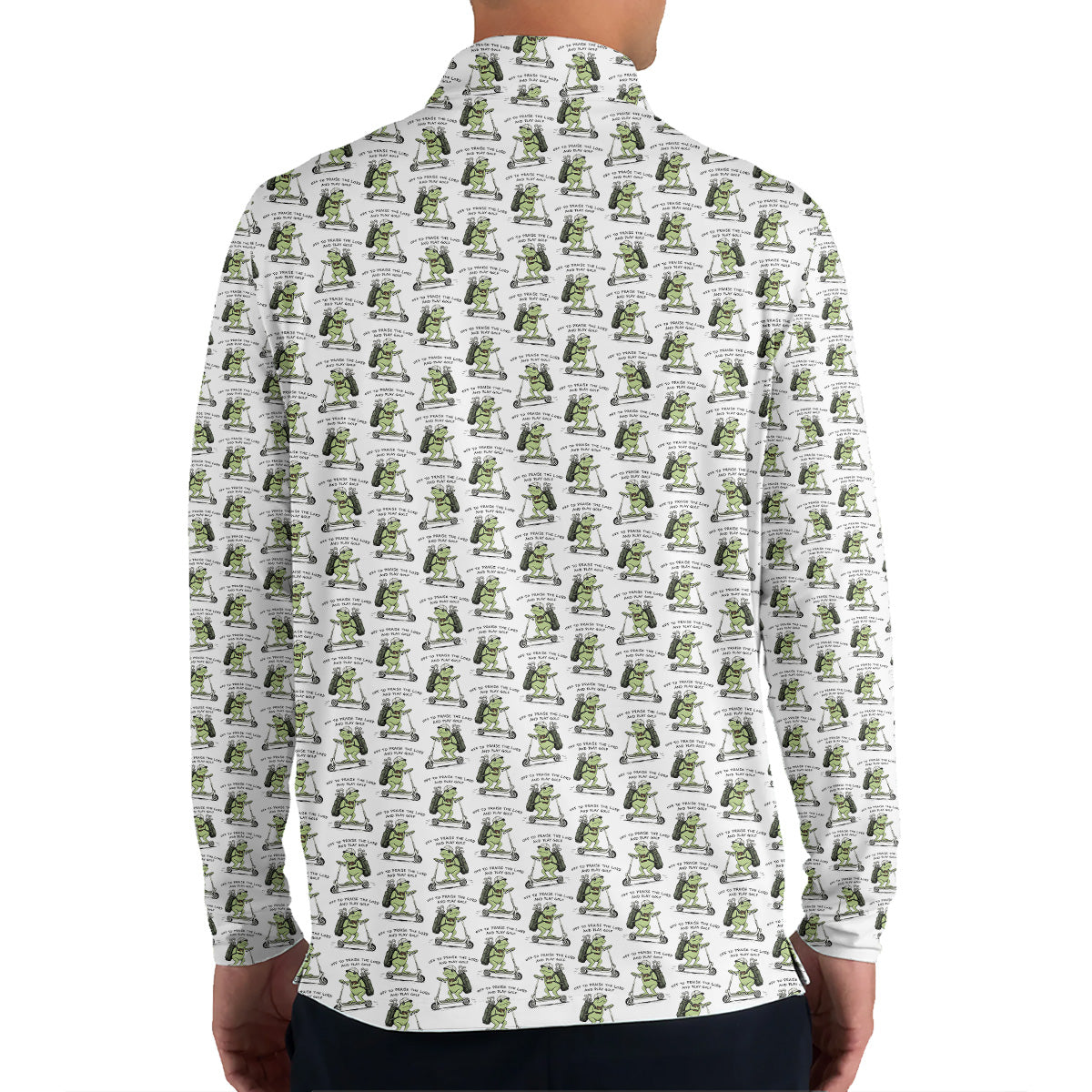 Golf Polo Shirt for Men, Funny Frog Golf Cartoon Pattern Shirt, Unique Golf Gift for Dad