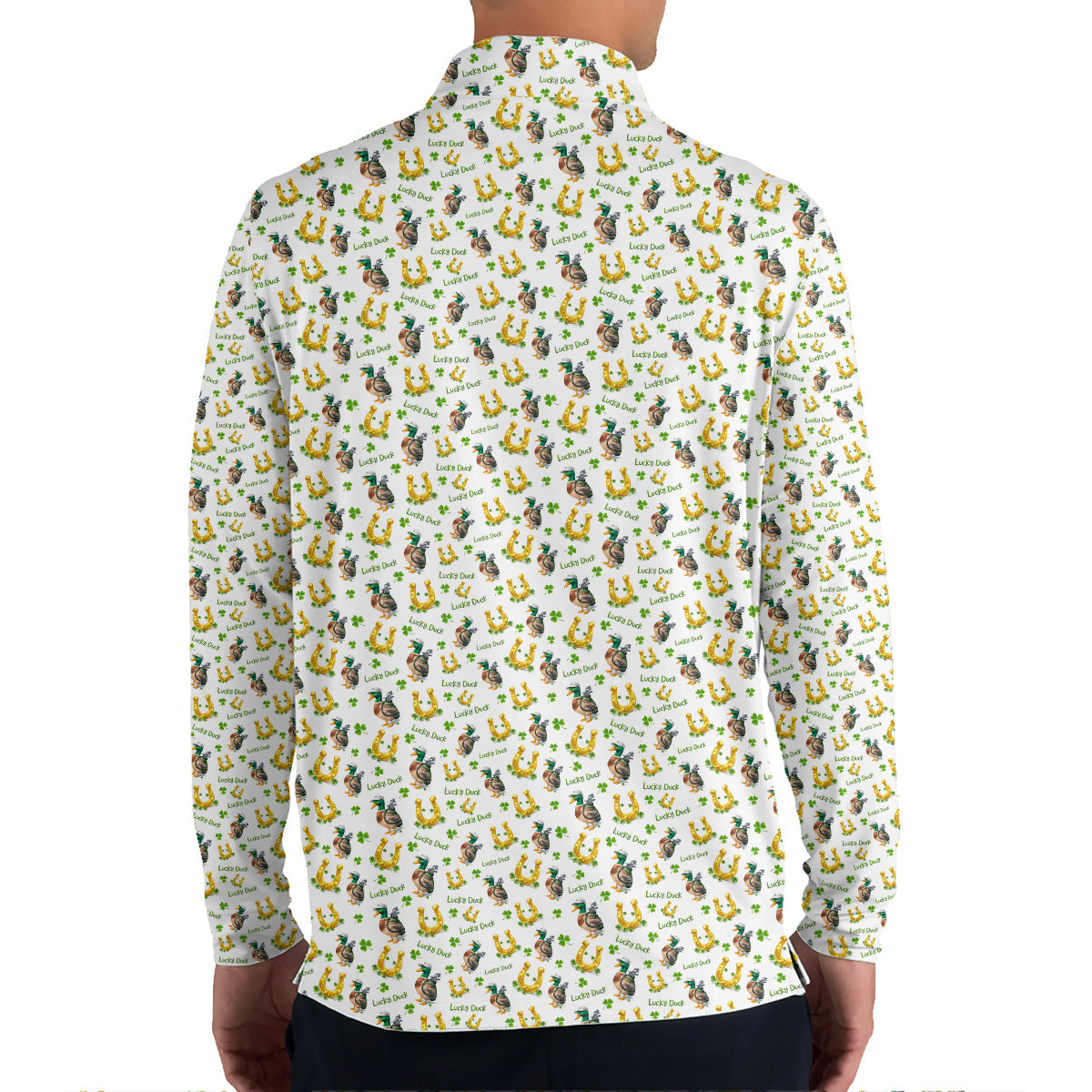 Golf Polo Shirt for Men, Lucky Duck Golf Pattern Shirt, Unique Golf Gift for Dad
