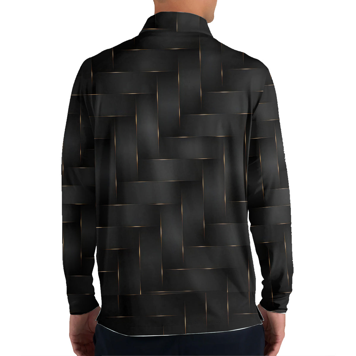 Golf Polo Shirt for Men, Woven Line Pattern, Modern Performance Top