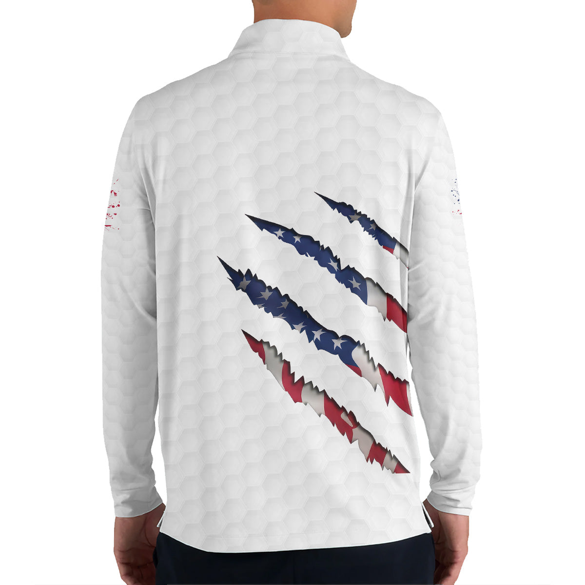 Personalized Golf Polo Shirt for Men, Custom Name USA Claw Pattern, Unique Golf Gift