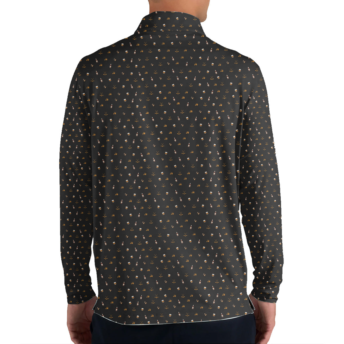 Golf Polo Shirt for Men, Whiskey Golf Pattern, Unique Gift for Dad