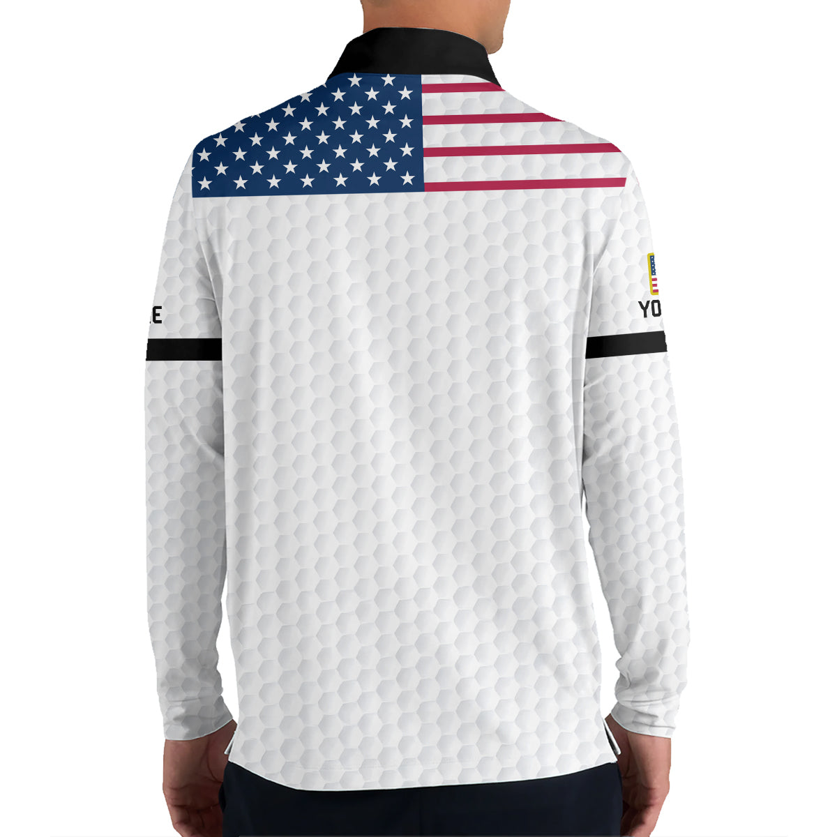 Custom USA Flag Golf Polo Shirt Golf Ball Texture Patriotic Performance