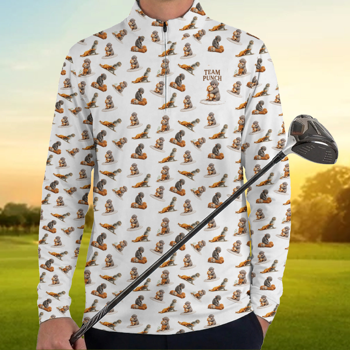 Golf Polo Shirt for Men, Funny Monkey Pattern Golf Shirt, Unique Golf Gift