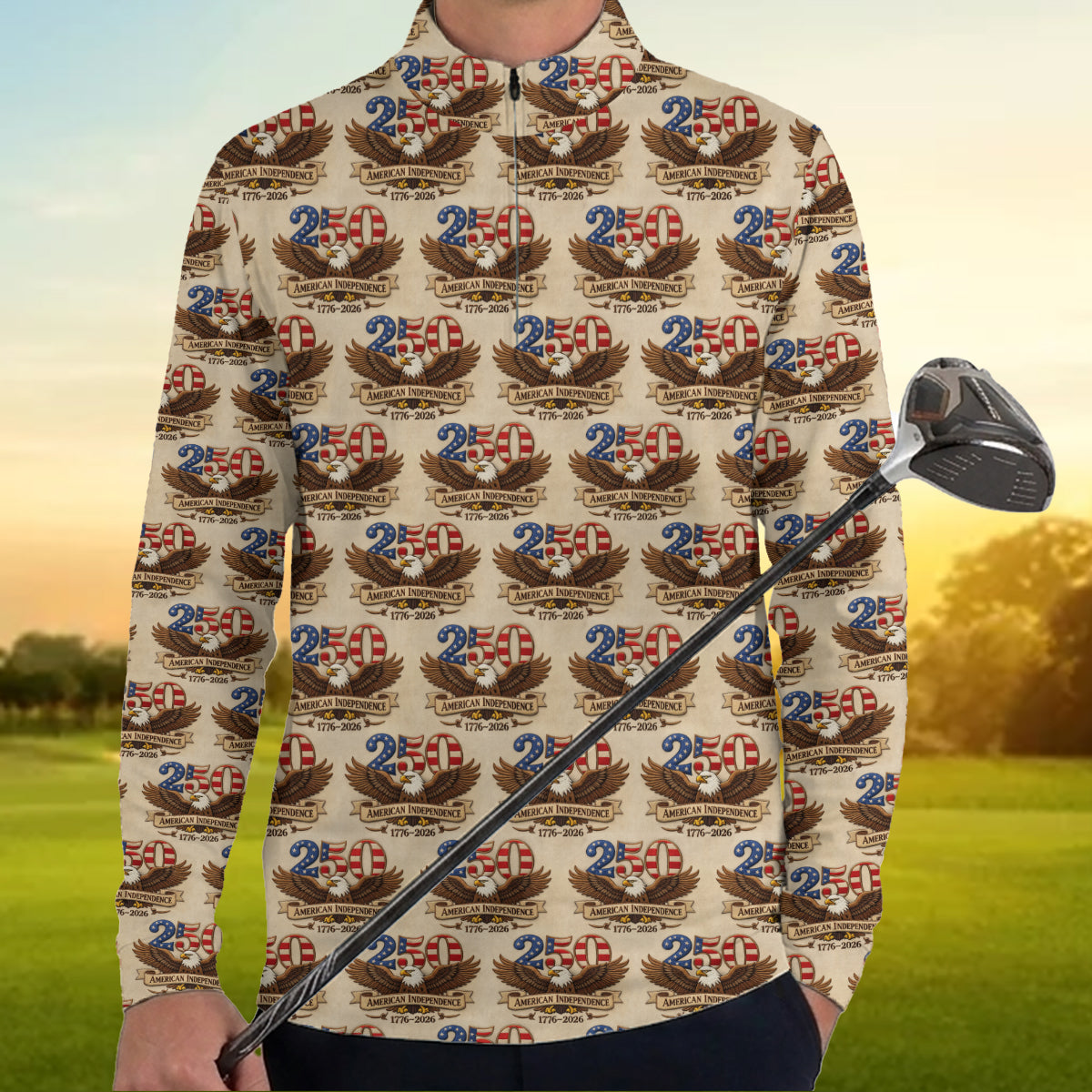 USA 250 Independence Eagle Golf Polo Patriotic Performance Shirt