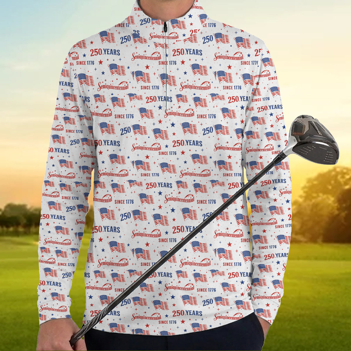 USA 250 Years Golf Polo Patriotic Flag Semiquincentennial Shirt