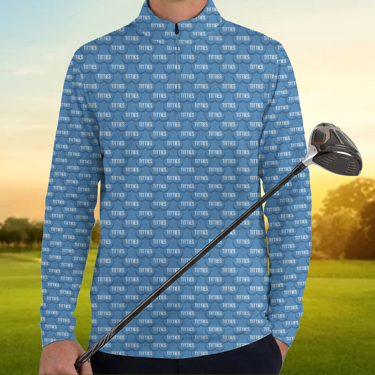Funny Text Pattern Golf Polo Novelty Print Breathable Golf Shirt