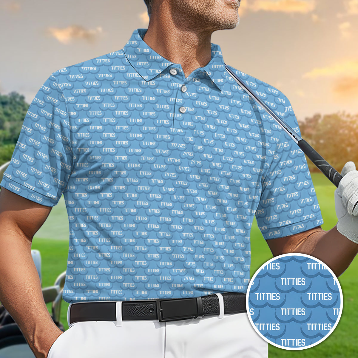 Funny Text Pattern Golf Polo Novelty Print Breathable Golf Shirt