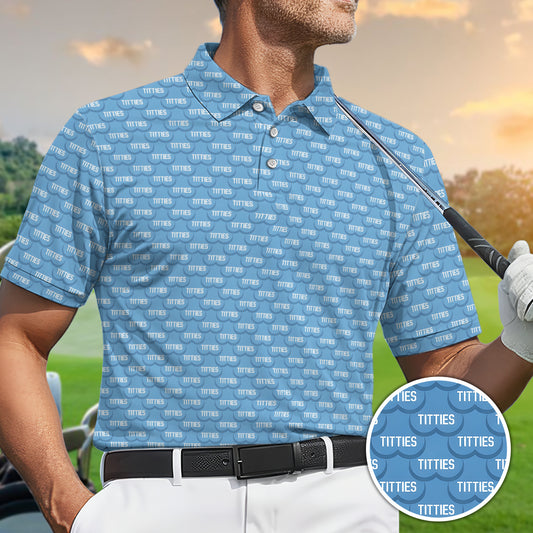 Funny Text Pattern Golf Polo Novelty Print Breathable Golf Shirt