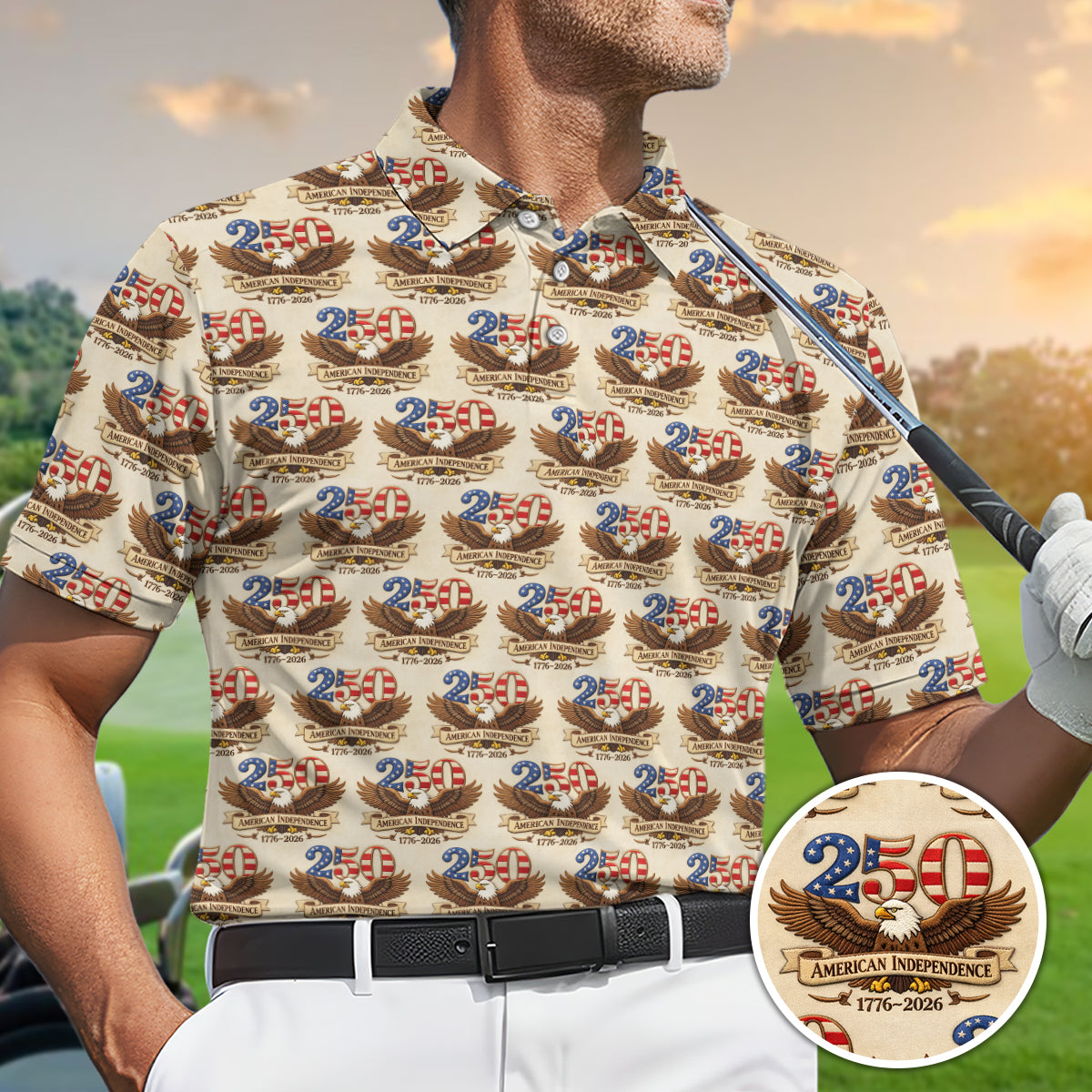 USA 250 Independence Eagle Golf Polo Patriotic Performance Shirt