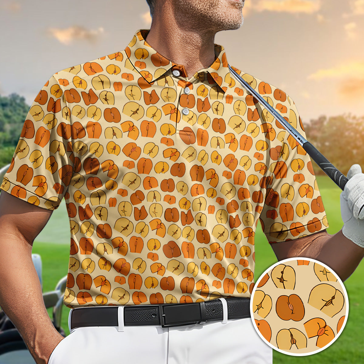 Golf Polo Shirt for Men, Funny Pattern Golf Shirt, Unique Golf Gift