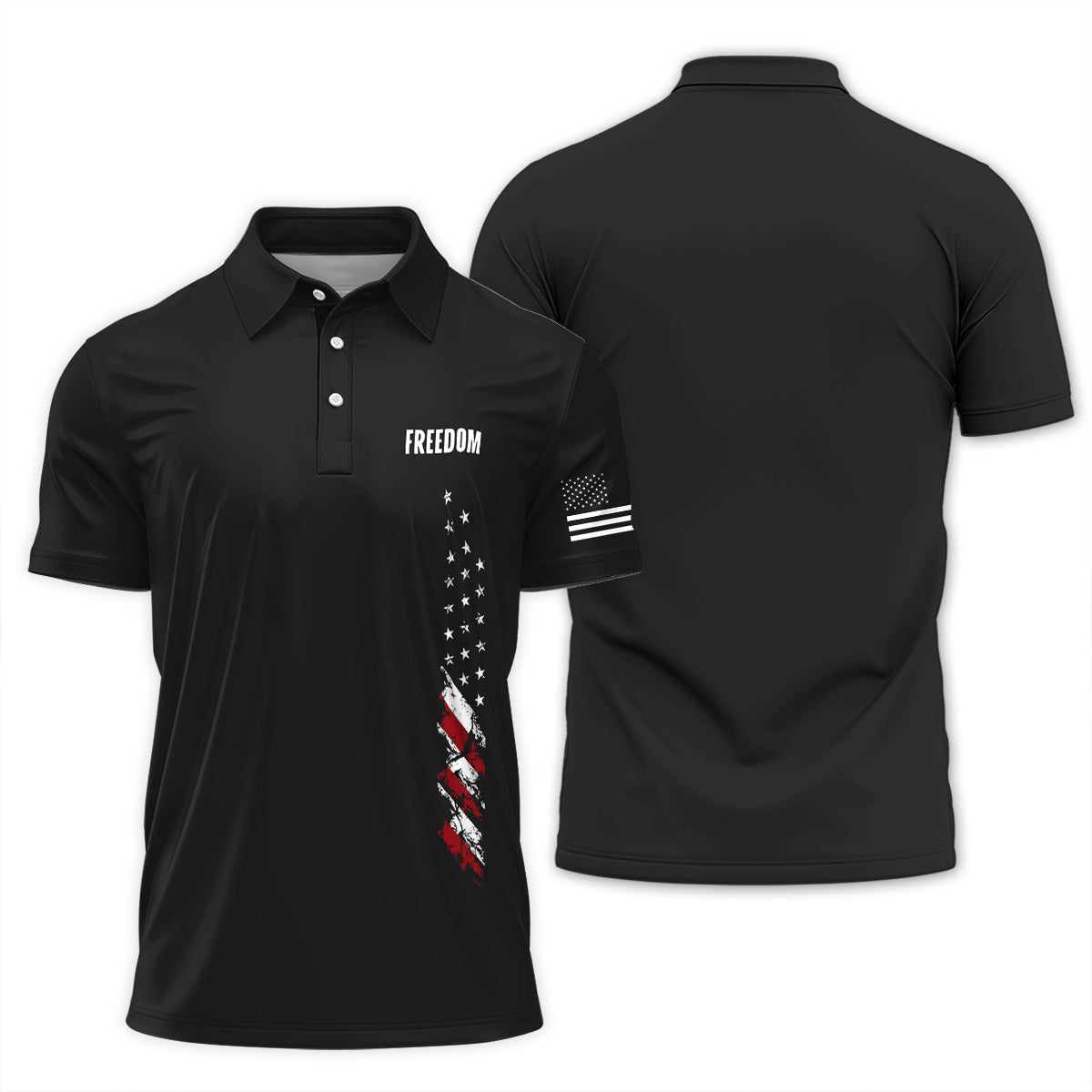 Golf Polo Shirt for Men, Freedom USA Flag Graphic, Patriotic Golf Gift
