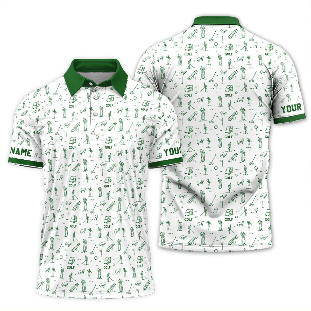 Personalized Golf Polo Shirt Men, Golf Pattern, Custom Name Gift