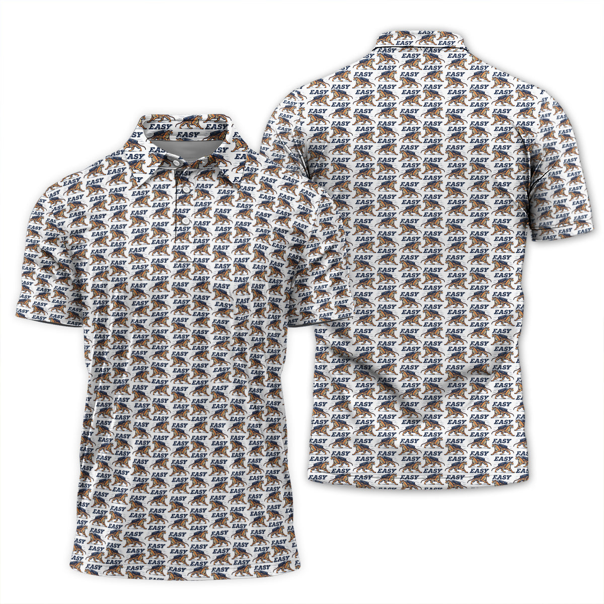 Golf Polo Shirt for Men, Tiger Golf Pattern Easy Swing Shirt, Unique Golf Gift for Dad