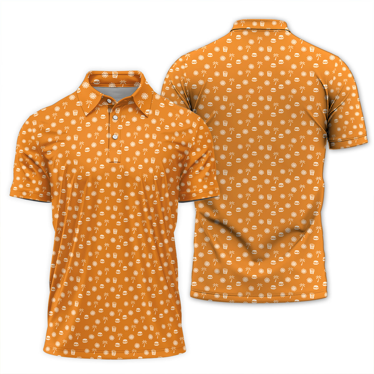 Golf Polo Shirt for Men, Summer Beach Food Pattern Golf Shirt, Unique Golf Gift for Dad