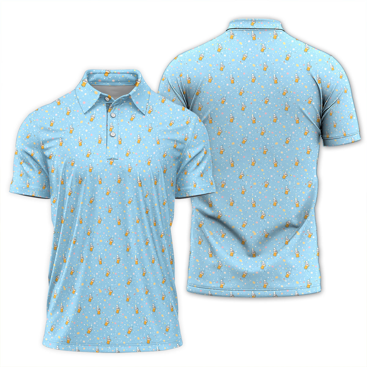 Golf Polo Shirt for Men, Funny Beer Pattern Golf Shirt, Golf Gift