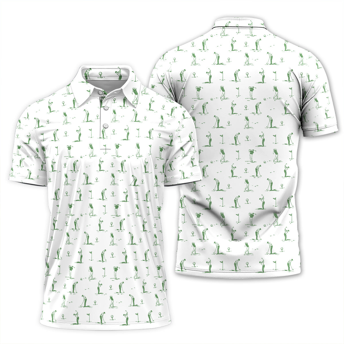 Golf Polo Shirt for Men, Classic Golfer Swing Pattern Shirt, Unique Golf Gift for Dad