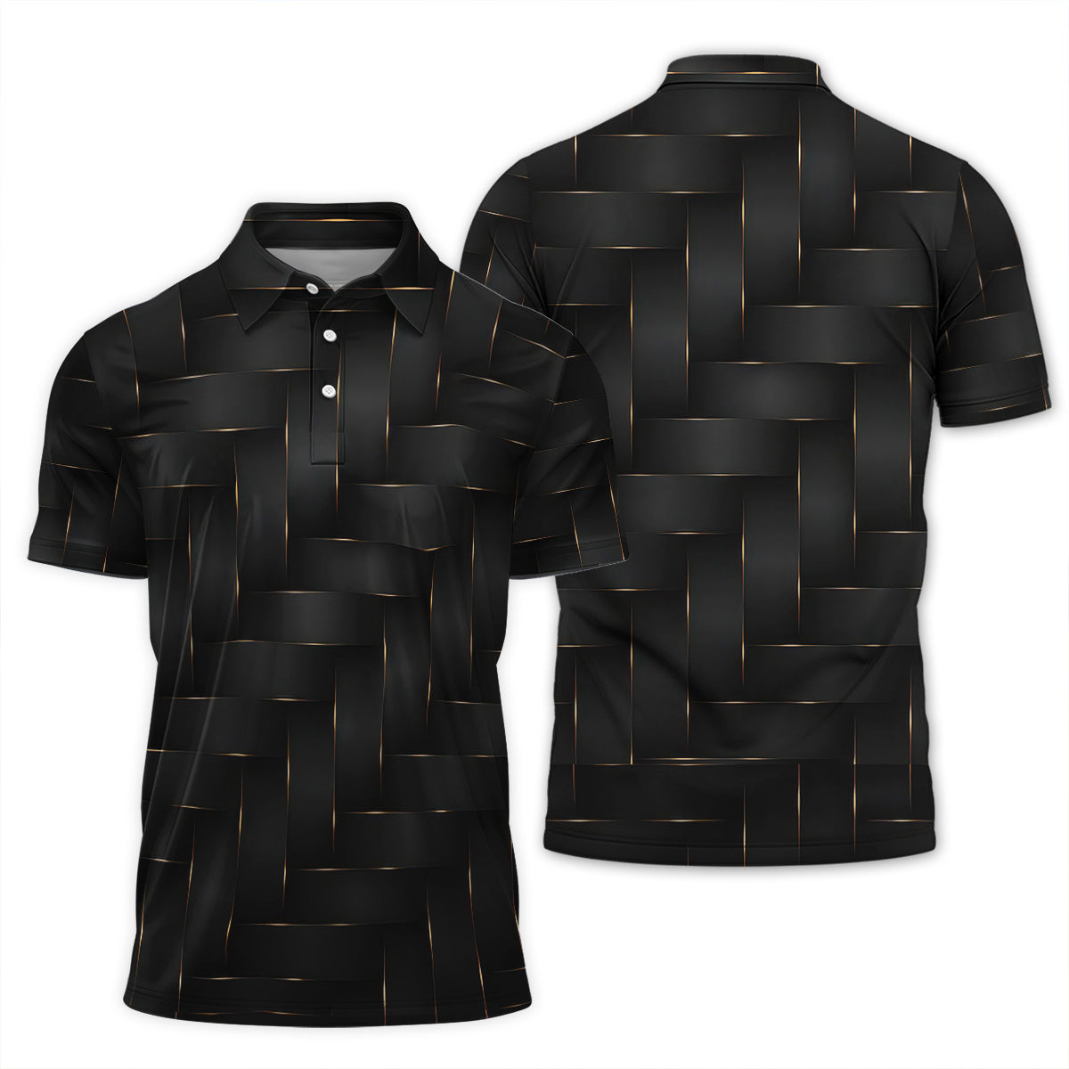 Golf Polo Shirt for Men, Woven Line Pattern, Modern Performance Top
