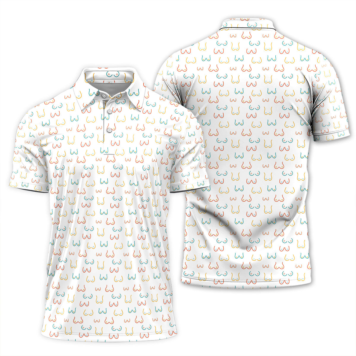 Golf Polo Shirt for Men, Funny Boob Pattern, Unique Golf Gift