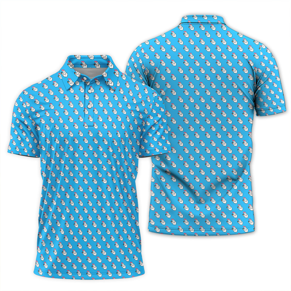 Golf Polo Shirt for Men, Funny Hand Gesture Pattern, Unique Golf Gift