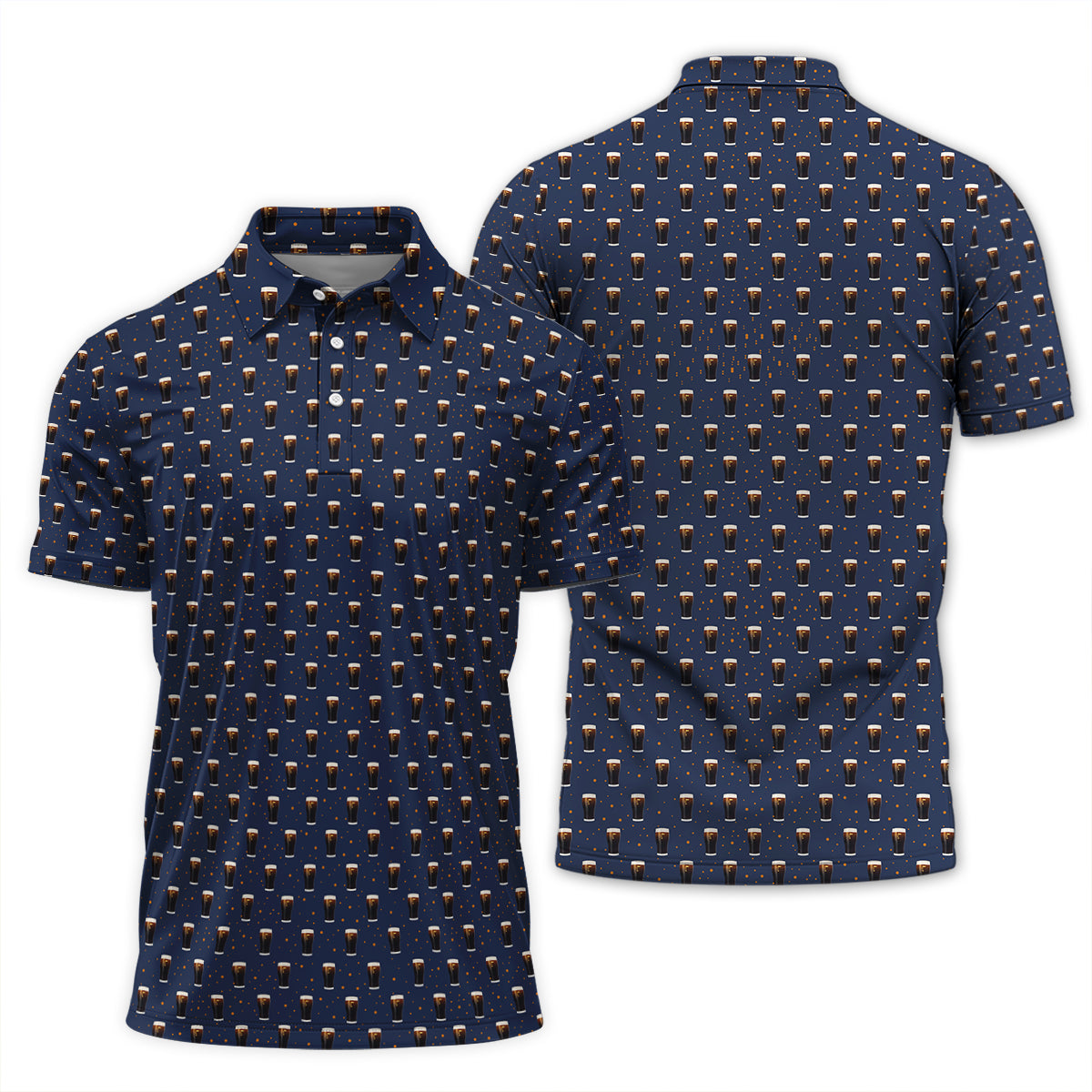 Golf Polo Shirt for Men, Beer Pint Pattern Funny Golf Shirt, Unique Golf Gift for Dad