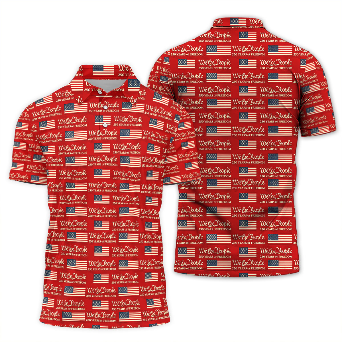 Men Golf Polo Patriotic USA Flag We The People Performance Shirt
