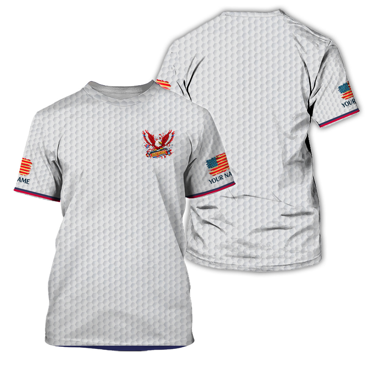 Personalized Eagle 250 Years Golf Polo, Patriotic USA Golf Shirt Men, Unique Golf Gift Dad