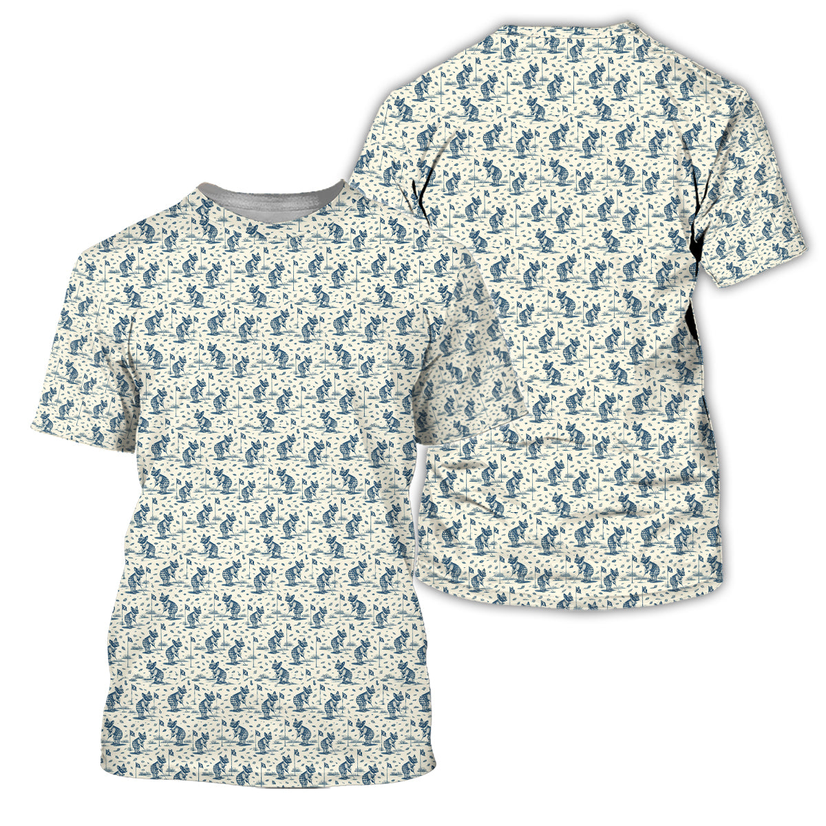 Golf Polo Shirt for Men, French Bulldog Golf Pattern Shirt, Unique Golf Gift for Dad