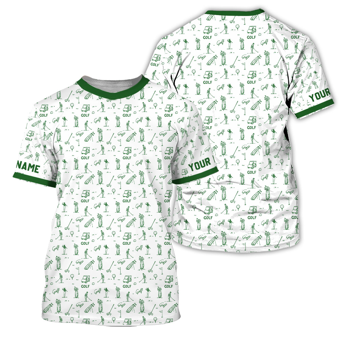 Personalized Golf Polo Shirt Men, Golf Pattern, Custom Name Gift
