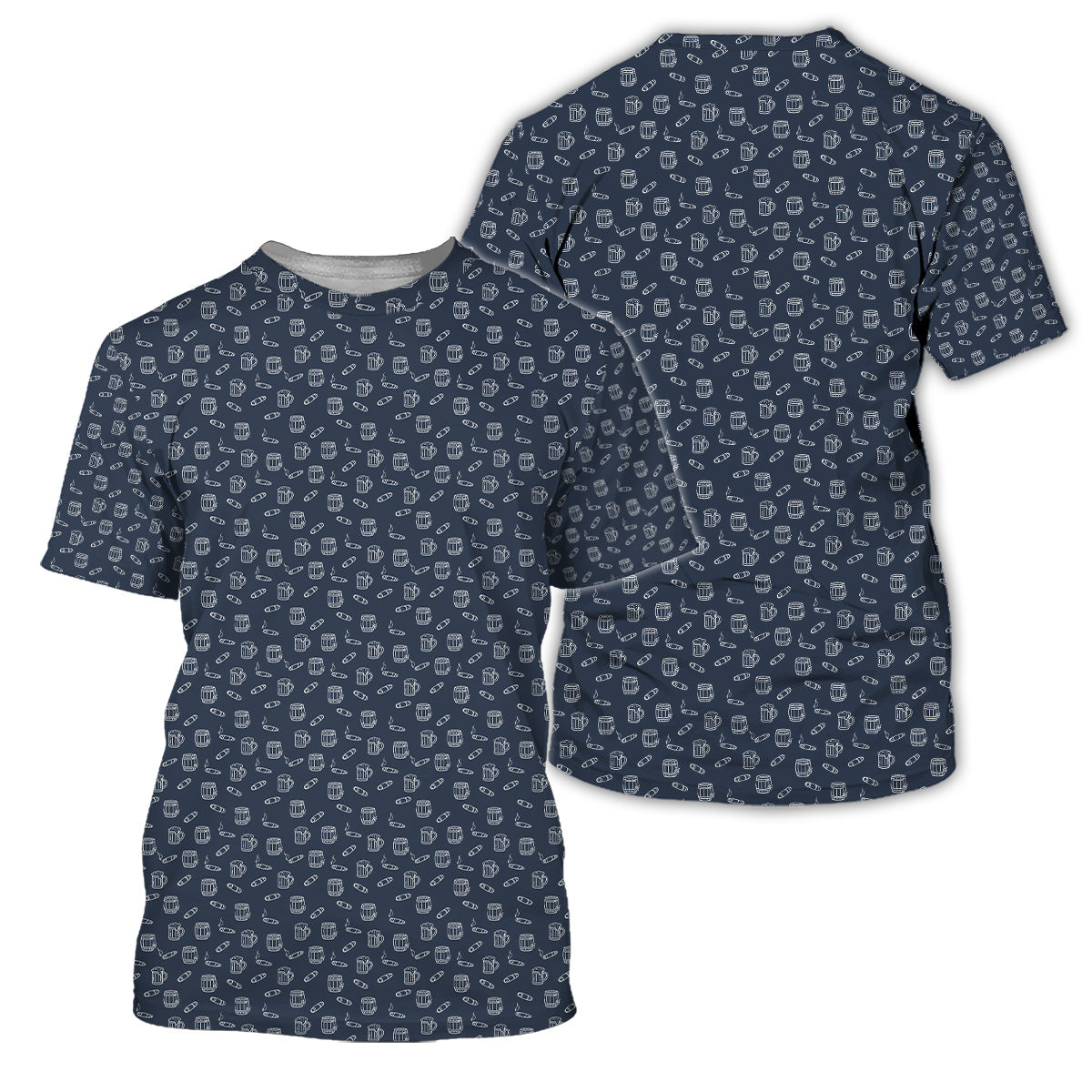 Golf Polo Shirt for Men, Beer Mug and Cigar Pattern Golf Shirt, Unique Golf Gift for Dad