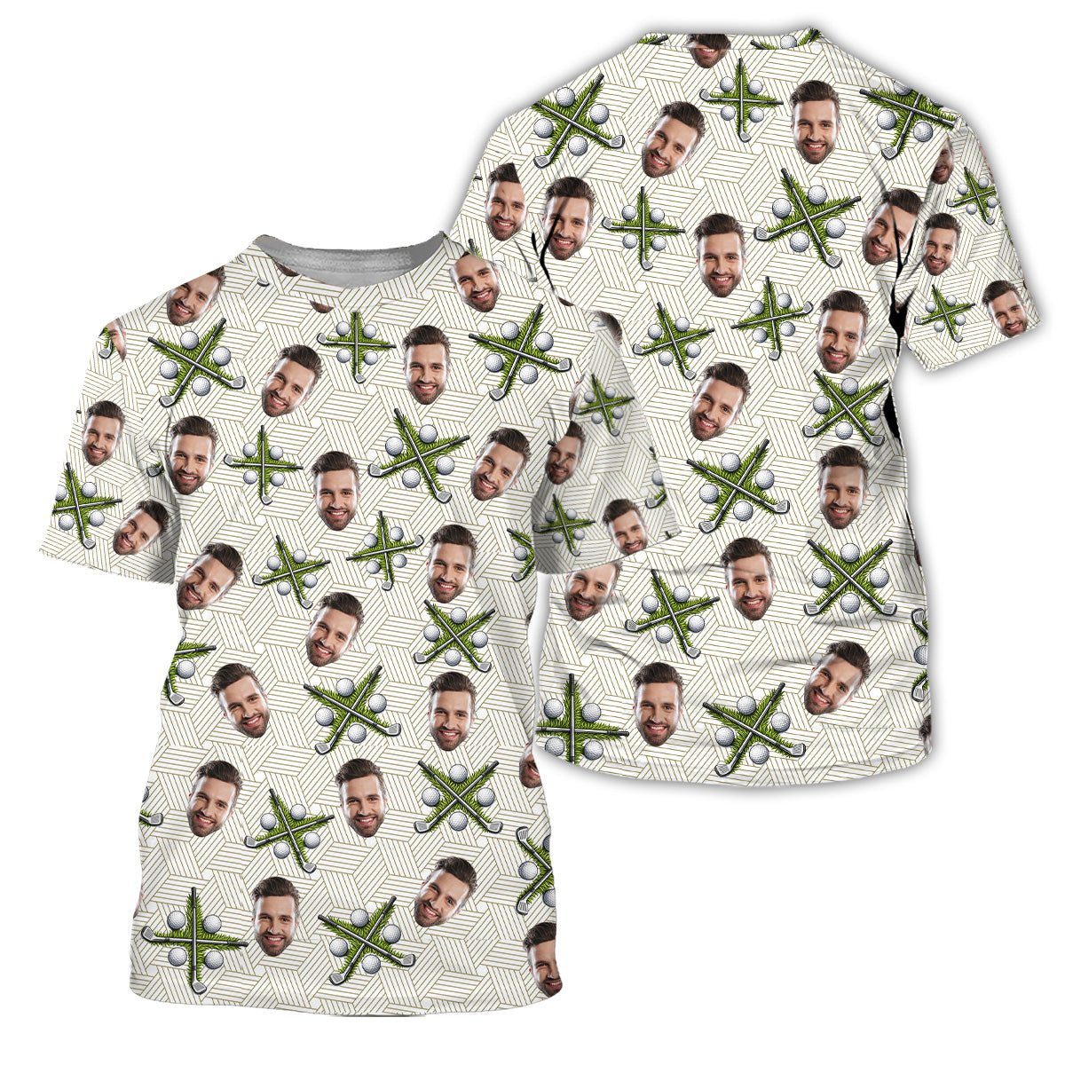 Personalized Photo Golf Shirt with Golf Cart Pattern, Golf Polo Shirt, Unique Golf Gift for Dad