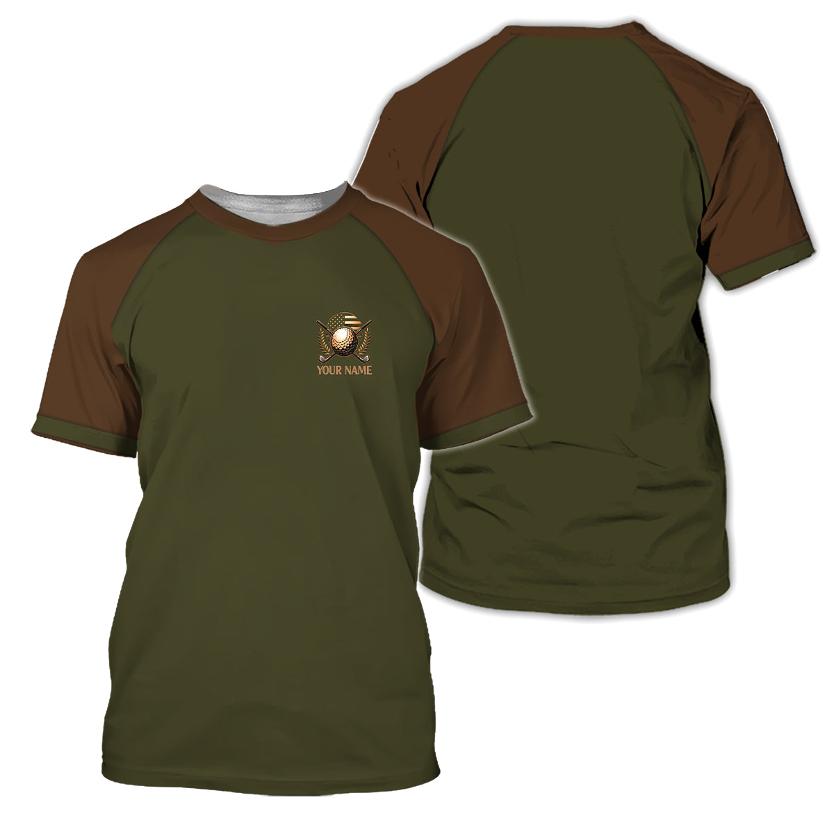 Custom Name Golf Polo USA Flag Crest Performance Shirt