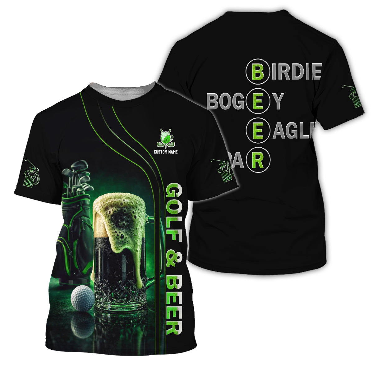Men Golf Polo Funny Golf Beer Custom Name Breathable Performance Shirt