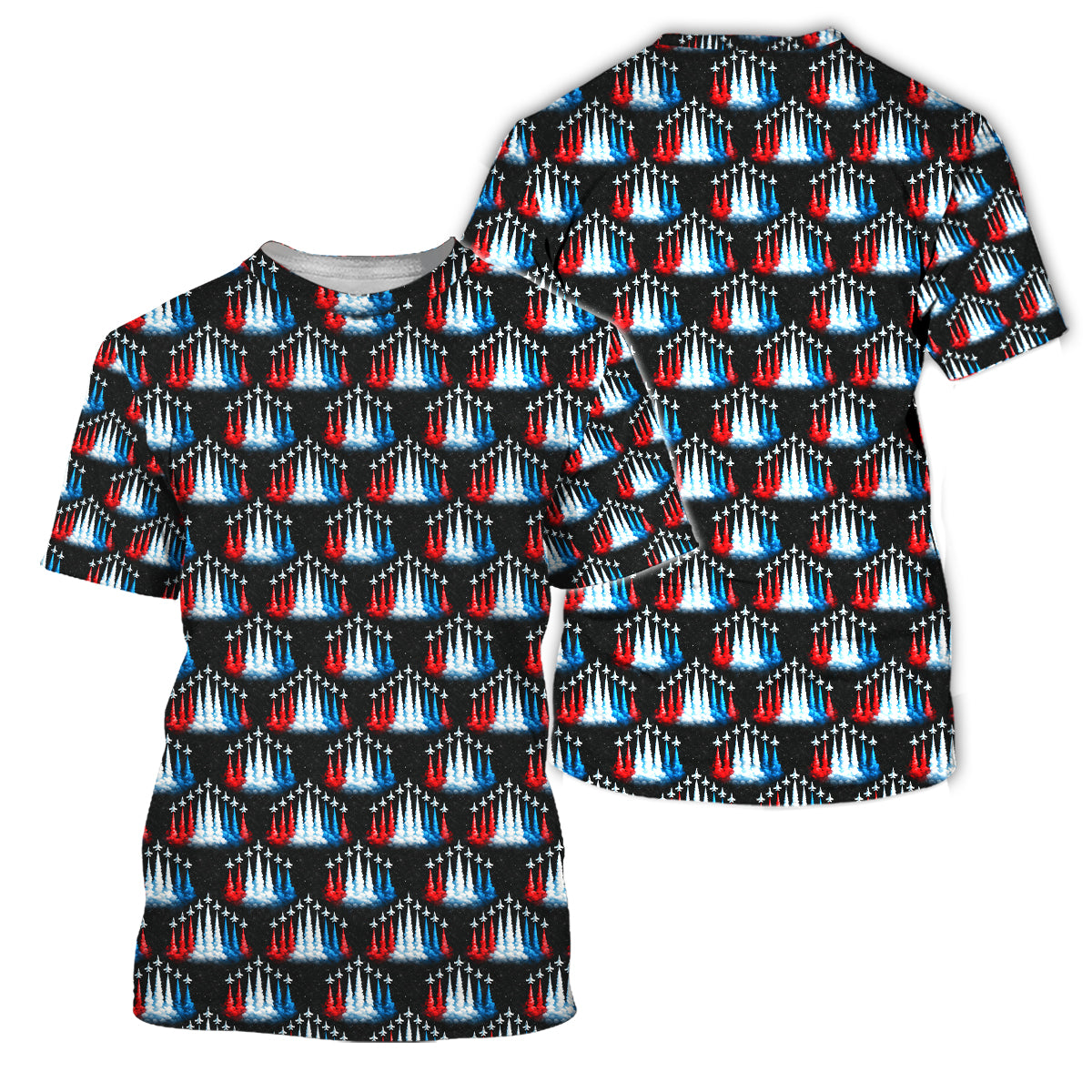 Patriotic Golf Polo Shirt USA Jet Print Breathable Performance Men