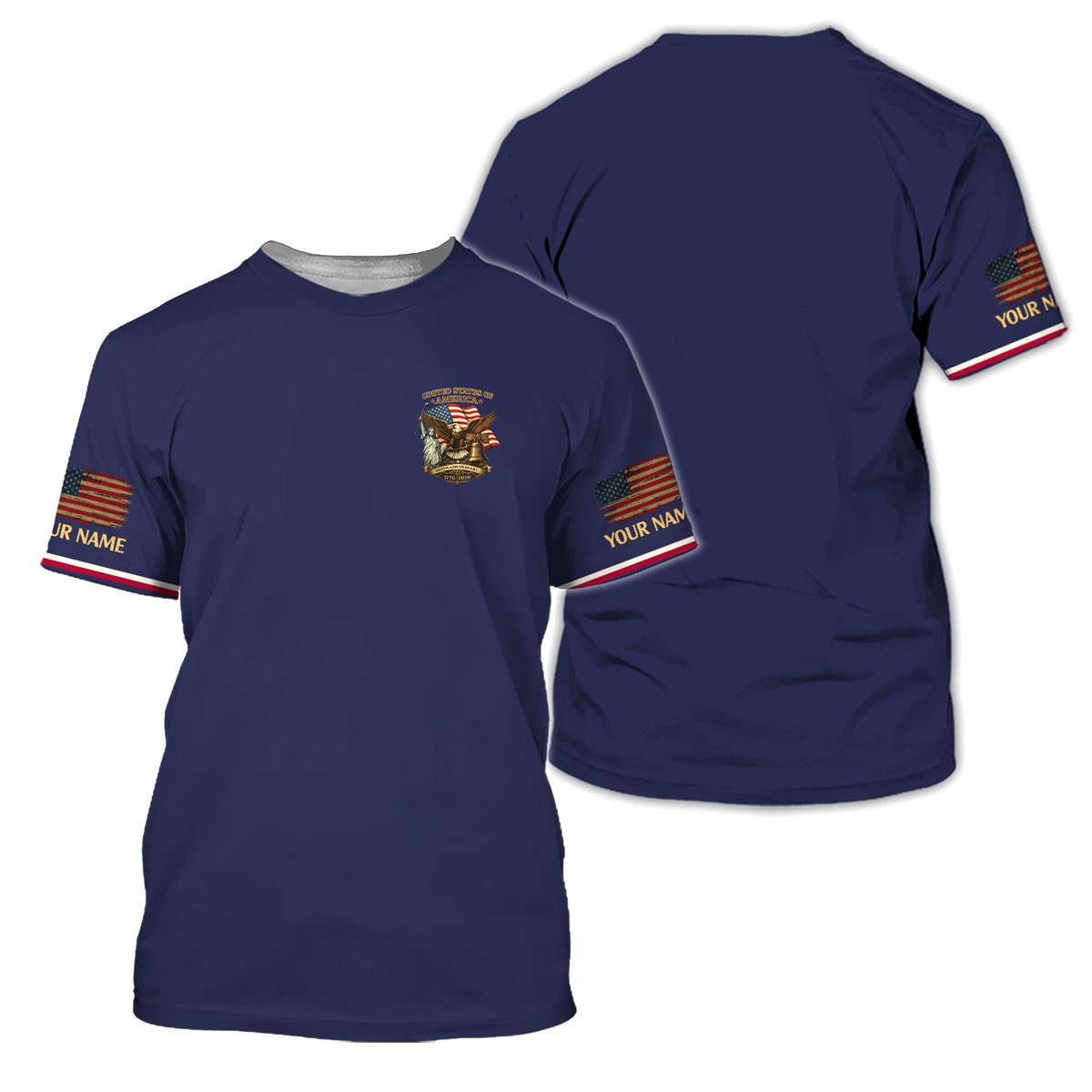 USA 250th Anniversary Eagle Golf Polo Custom Name Patriotic Shirt