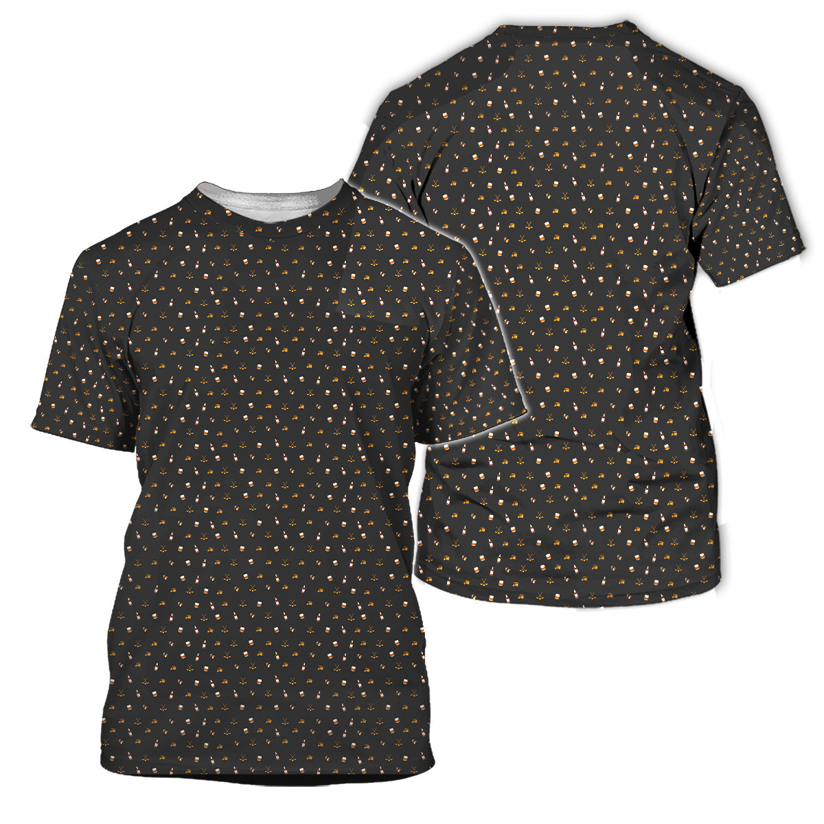 Golf Polo Shirt for Men, Whiskey Golf Pattern, Unique Gift for Dad