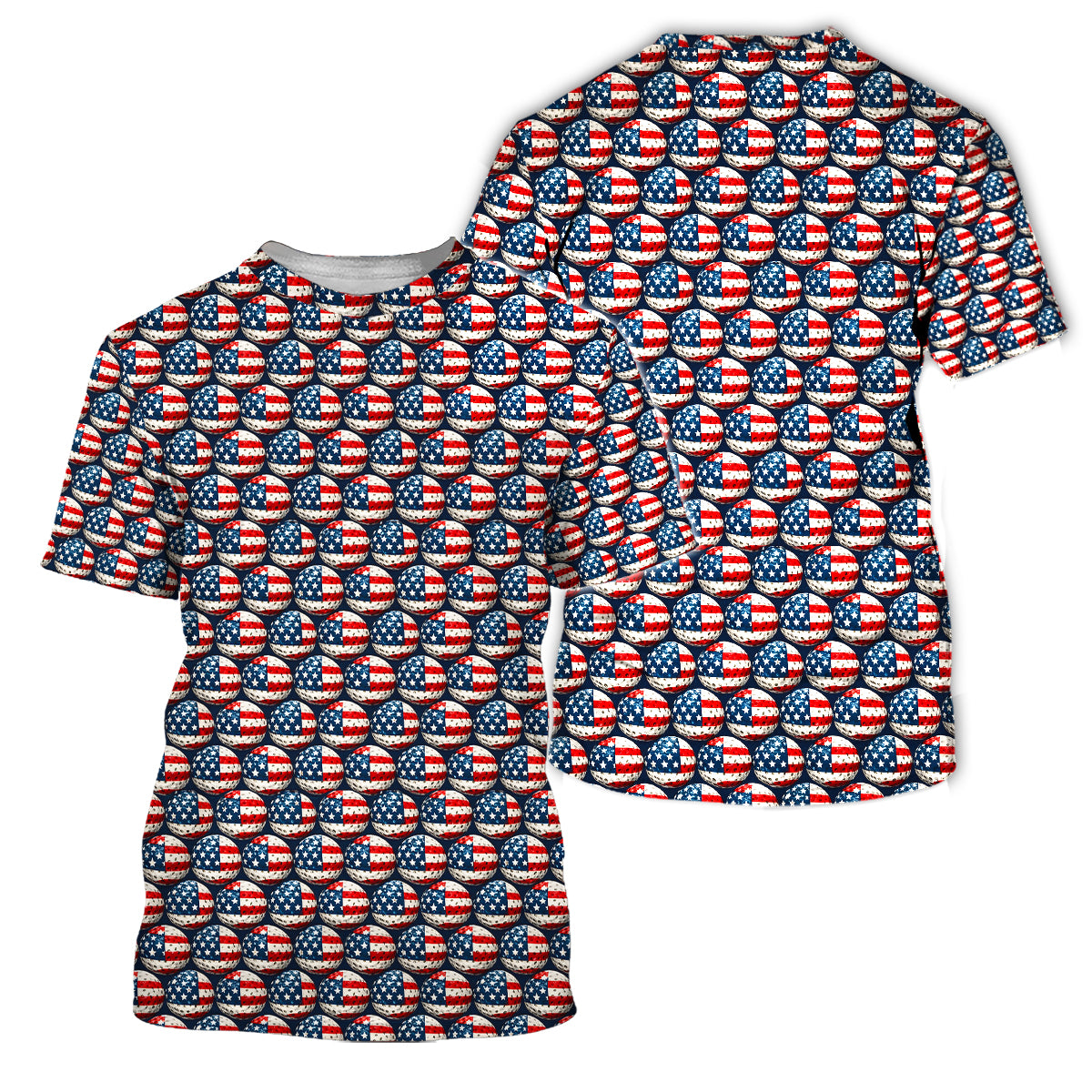 USA Flag Golf Ball Print Polo Shirt Patriotic Performance Golf Shirt