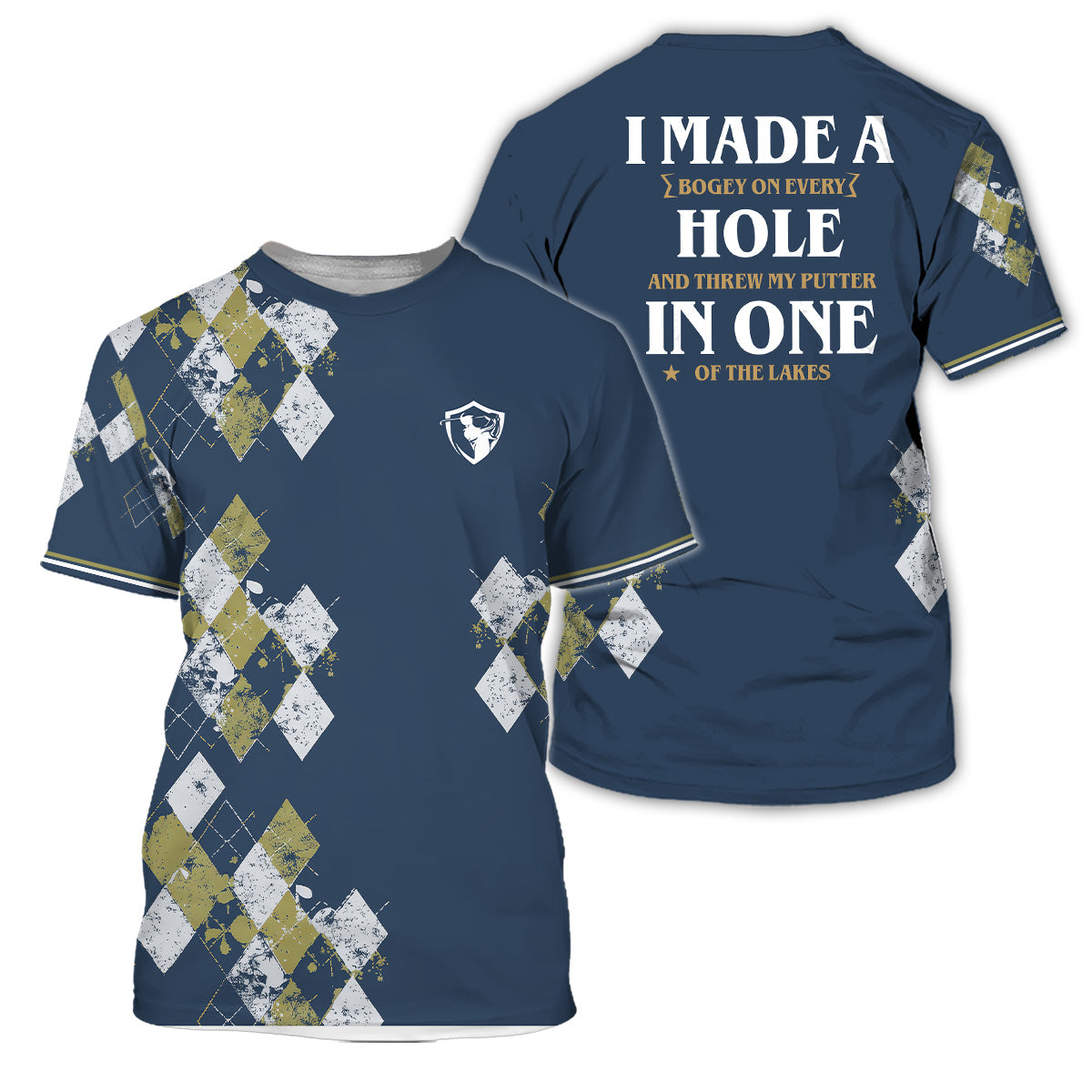 Golf Polo Shirt for Men, Argyle Pattern AOP Design, Unique Golf Gift