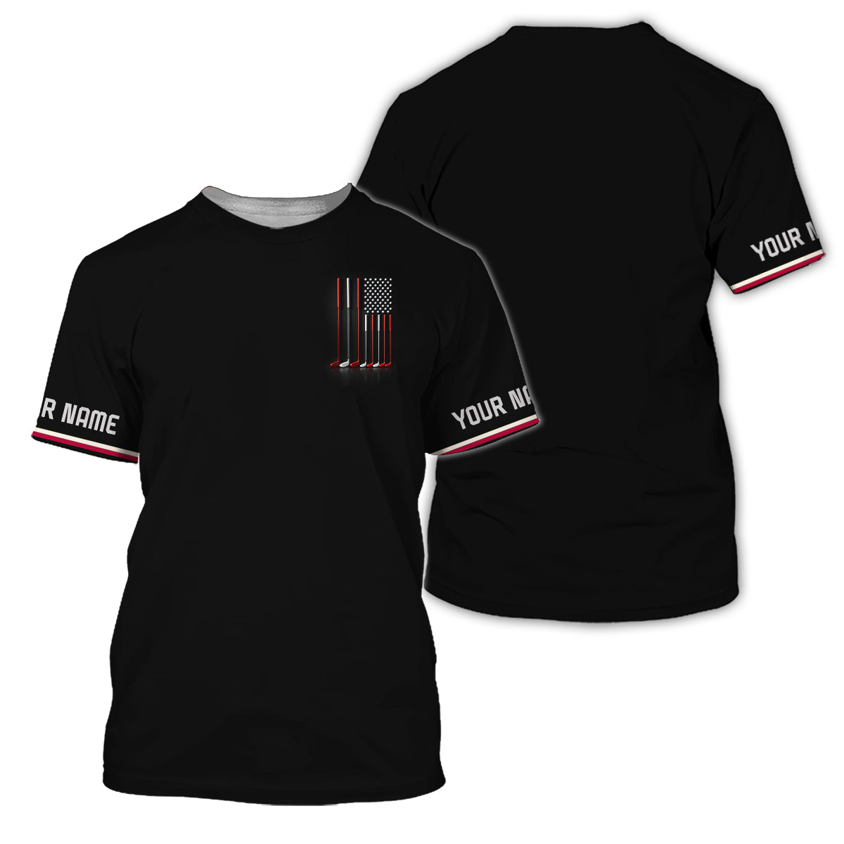 Custom Golf Polo Shirt USA Flag Clubs Performance Men